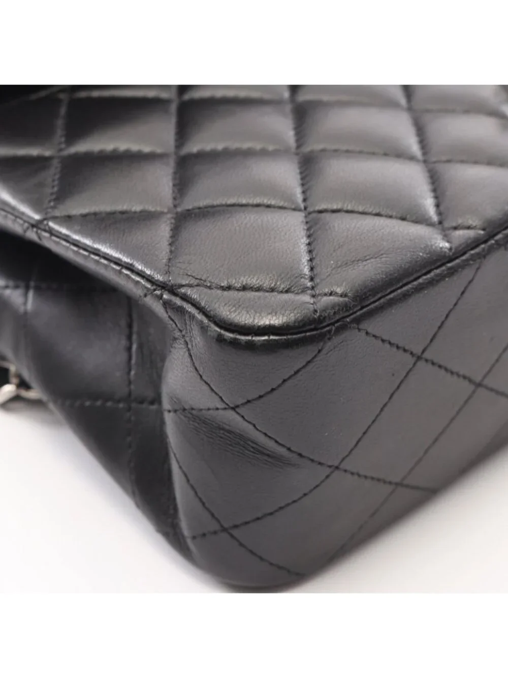 Chanel Shoulder Bag Quilted Double Flap Black Lambskin Chain